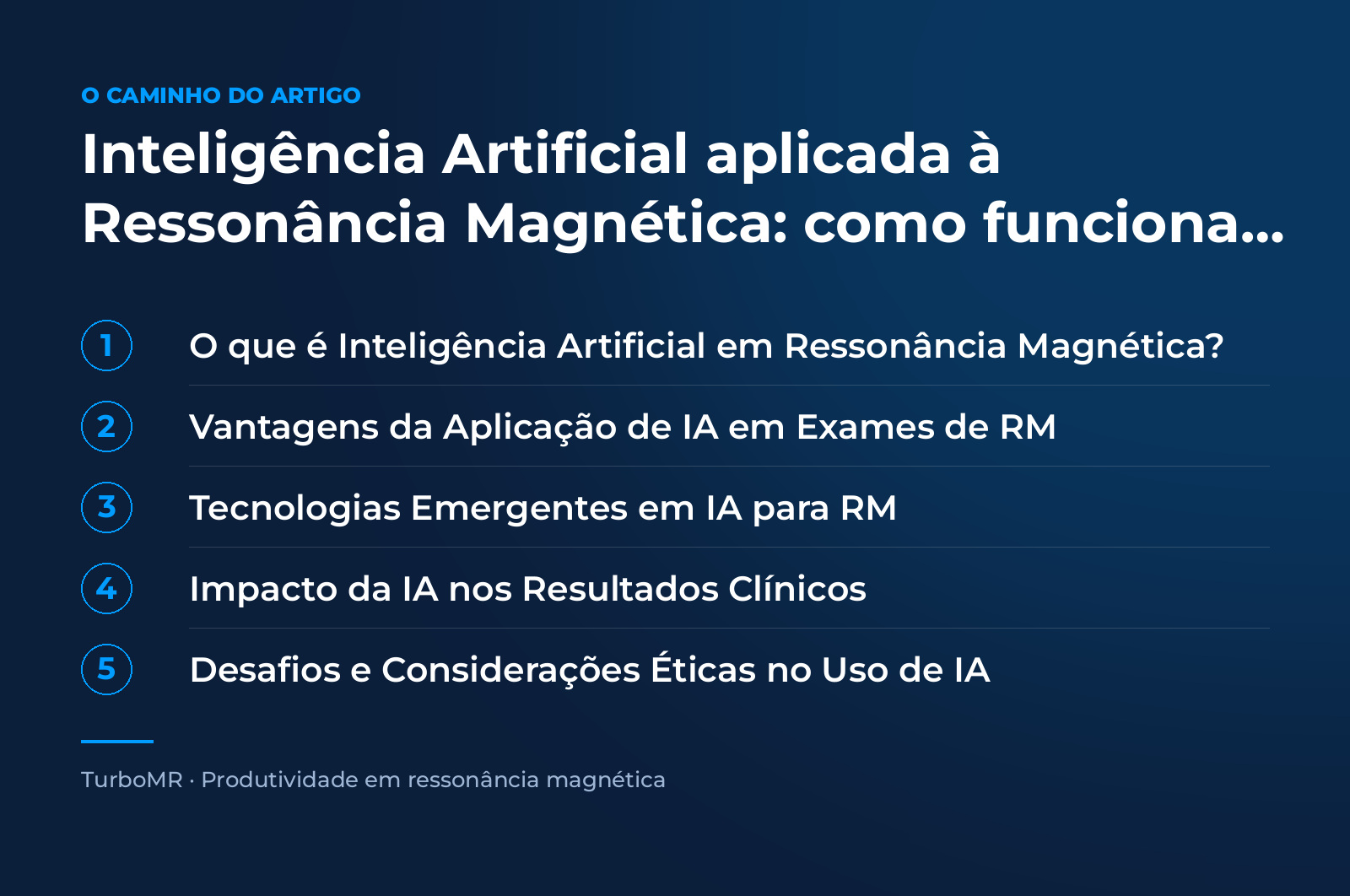 Infográfico do artigo: Inteligência Artificial aplicada à Ressonância Magnética: como funciona na prática